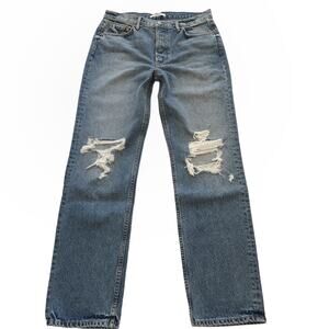 GRLFRND Helena distressed straight leg high waist jeans in Ready To Go Sz 28 NEW